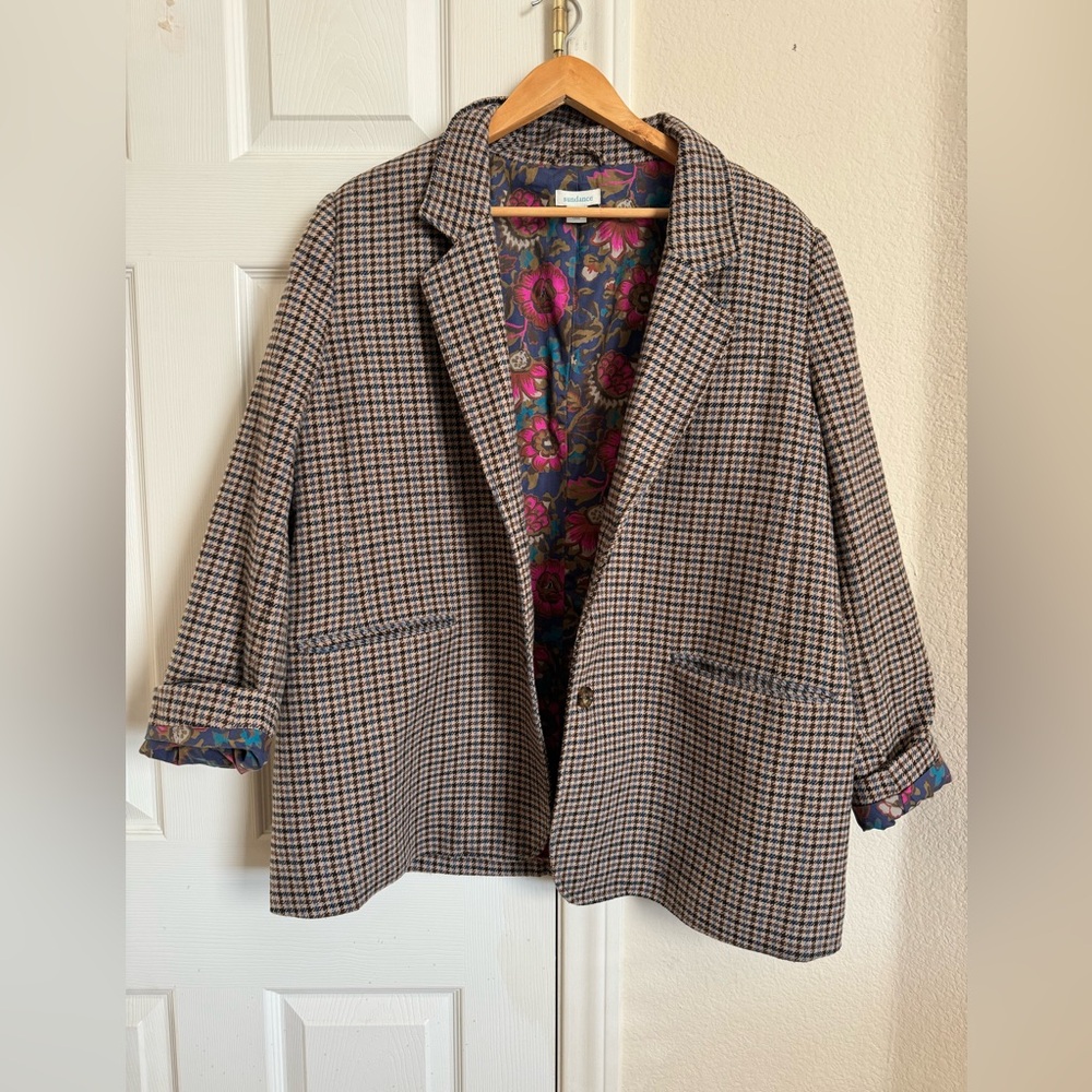 Sundance Wool Houndstooth Blazer Jacket